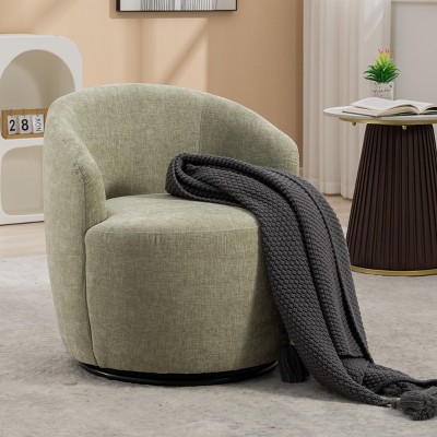 Chenille Swivel Accent Chair Barrel Accent Chair Armchair With Powder Coating Metal Ring-Tanpinhause