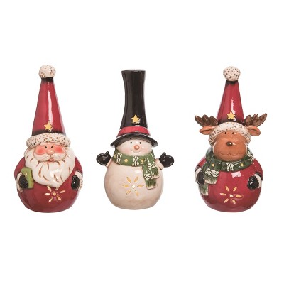 Transpac Ceramic Light Up Tall Hat Figurine Set of 3 Christmas Home Decorations