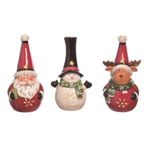 Transpac Ceramic Light Up Tall Hat Figurine Set of 3 Christmas Home Decorations - 1 of 1