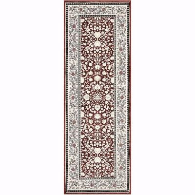 Vintage Washable Rugs for Living Room & Bedroom, Low Pile Soft Non-Slip with Rubber Backing, Home Office Decor