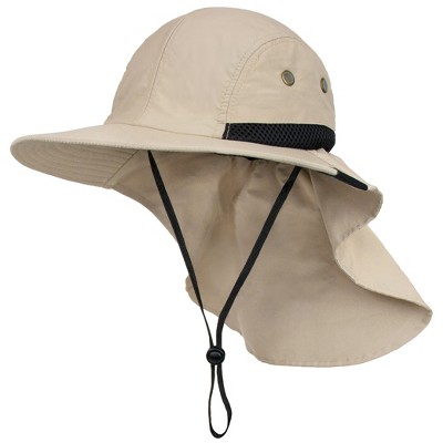 Fishing Hat, Neck Face Flap Outdoor Cap, UV Protection Sun Shade Hat UPF50+  Windproof Strap 