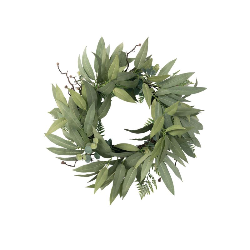 Sullivans Artificial Eucalyptus Mix Wreath 34"H Green, 4 of 6