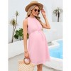 Coolmee Womens Summer Maternity Mini Dresses Casual Halter Sundress Sleeveless Floral Flowy Babydoll Pleated Beach Dress - 4 of 4