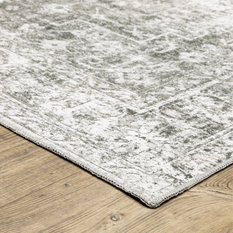 Micah Washable Distressed Oriental Indoor Area Rug Gray/Ivory - Captiv8e Designs, 4 of 15