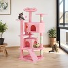 FONTOI 54 Inch Multi-Level Cat Tree Tower Indoor Pet Tower Cat Furniture Apartment with Sisal Grab Post, Ladder, Plush Toys, Pink, 19.7"* 19.7"*54" - 2 of 4