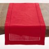 16"x90" Hemstitch Design Table Runner Red - Saro Lifestyle: Elegant Dining Decor, Machine Washable - 2 of 3