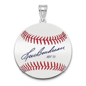 Black Bow Jewelry Sterling Silver Lou Boudreau Signature MD Enamel Baseball Pendant - 1 of 4