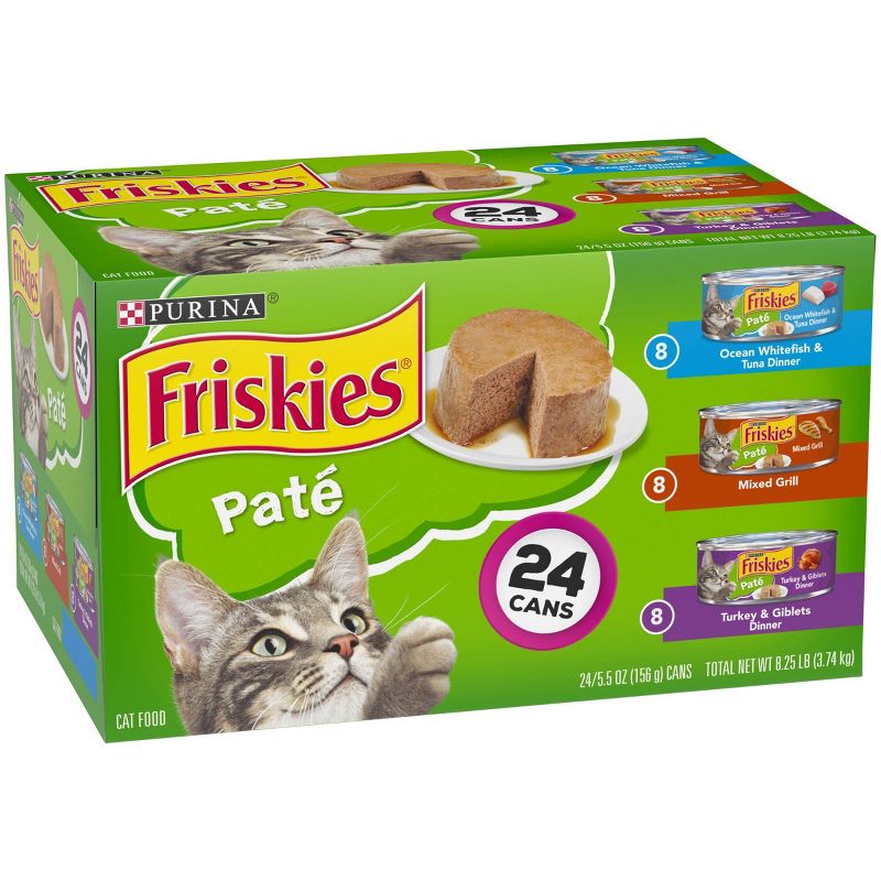 Purina Friskies Pat&#233; Wet Cat Food Fish, Tuna, Mixed Grill &#38; Turkey - 5.5oz/24ct Variety Pack, 5 of 8