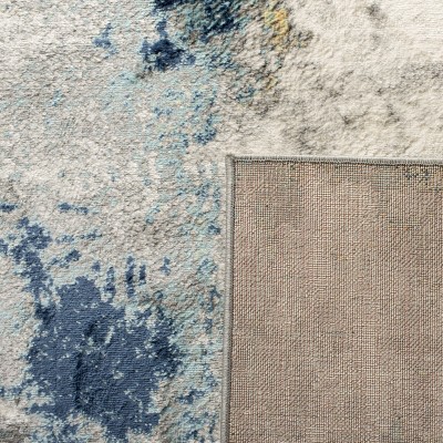 Modern Abstract Grey and Gold 3' Square Synthetic Rug