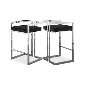 Meridian Furniture,Ezra Black Velvet Stool, Set of 2 - 1 of 4