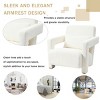 Modern White Accent Chair with Right-Angle Armrests and Wood Block Legs for Living Room Bedroom or Study-Maison Boucle - 4 of 4