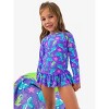 RuffleButts Girls UPF50+ Sun Protected Scallop Hem Long Sleeve Rash Guard Bikini - 3 of 4
