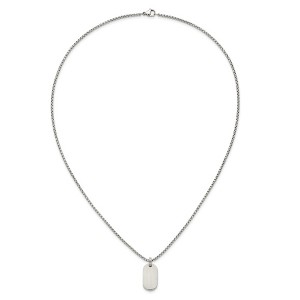 Chisel Stainless Steel Brushed with Polished Edges Dog Tag on a 22" Box Chain Necklace - 1 of 4