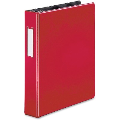 Business Source Slanted D-Ring Binder w/LBL HLD 1-1/2" Red 33128