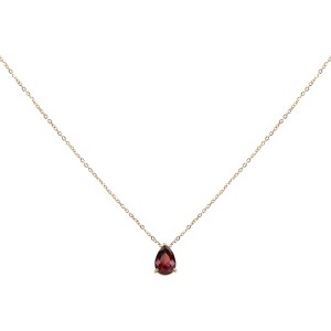 Unique Bargains Women's Birthstone Cubic Zirconia 18K Gold Plated Teardrop Necklace 17.7" - 1 of 4