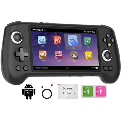 Voacle RG556 Retro Handheld Game Console ,Android 13 System Unisoc T820 Processor 5.48 Touch Inch AMOLED Screen Support WiFi Online DP Output (Black)