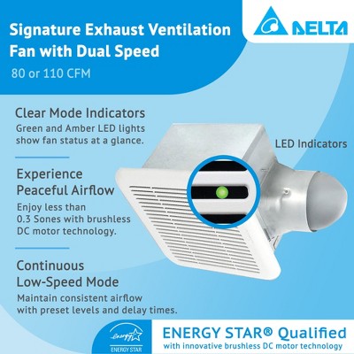 White Energy Star Ceiling Mount Exhaust Fan with Dual Speed