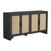 Natural Rattan Sideboard Buffet Cabinet with Storage, Farmhouse Large Rattan Cabinet with 4 Doors, Wood Accent Coffee Bar Buffet Console Tables - 4 of 4