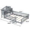 CAVINAS Multi-Functional Kids Montessori Floor Bed Frame, Sturdy Pine & Plywood Platform Bed Frame with Fence & Door, Full Wooden Toddler Bed - 3 of 4