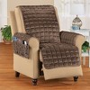 Collections Etc Velvet Non-Slip Quilted Recliner Cover with Side Pockets - 2 of 4