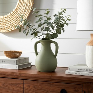 Terracotta Pottery Vase with Handle - Rustic Flower Container - Decorative Farmhouse Accent for Home, Office, Bedroom, Living Room - 1 of 4