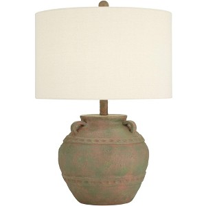 360 Lighting Eliza 25 1/2" High Jar Rustic Traditional Table Lamp Musk Green Finish Single Cream Shade Living Room Bedroom Bedside Nightstand House - 1 of 4