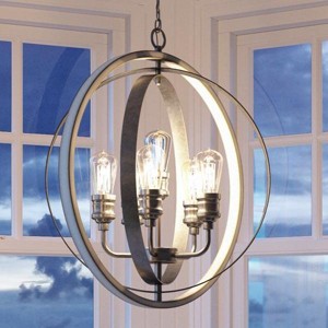 Urban Ambiance Luxury Vintage Chandelier,  30-3/4"H x 28"W,  Galvanized Steel Finish, UHP2211 - 1 of 4