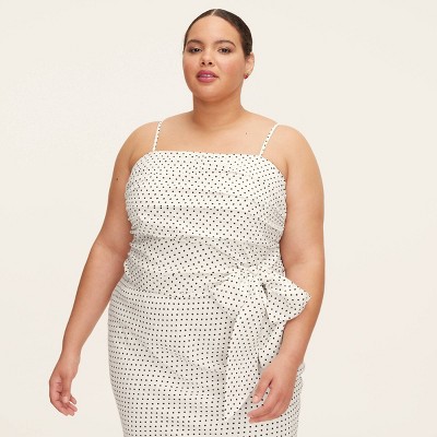 Women's Mini Polka Dot Ruched Linen Tank Top -  kate spade new york x Target Cream/Black