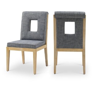 Meridian Furniture,Gwendolyn Linen Textured Fabric Dining Side Chair, Set of 2 - 1 of 4