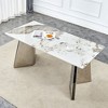 NicBex 63 Inch Rectangle Dining Table with Patterned Slab Tabletop and Stainless Steel Butterfly Legs for 6 to 8 - 2 of 4