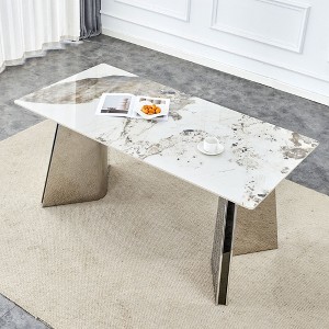 NicBex Dining Room Table for 6 Modern 63" Dining Table Counter Height Table with Curved Base and Imitation Marble for Kitchen - 1 of 4