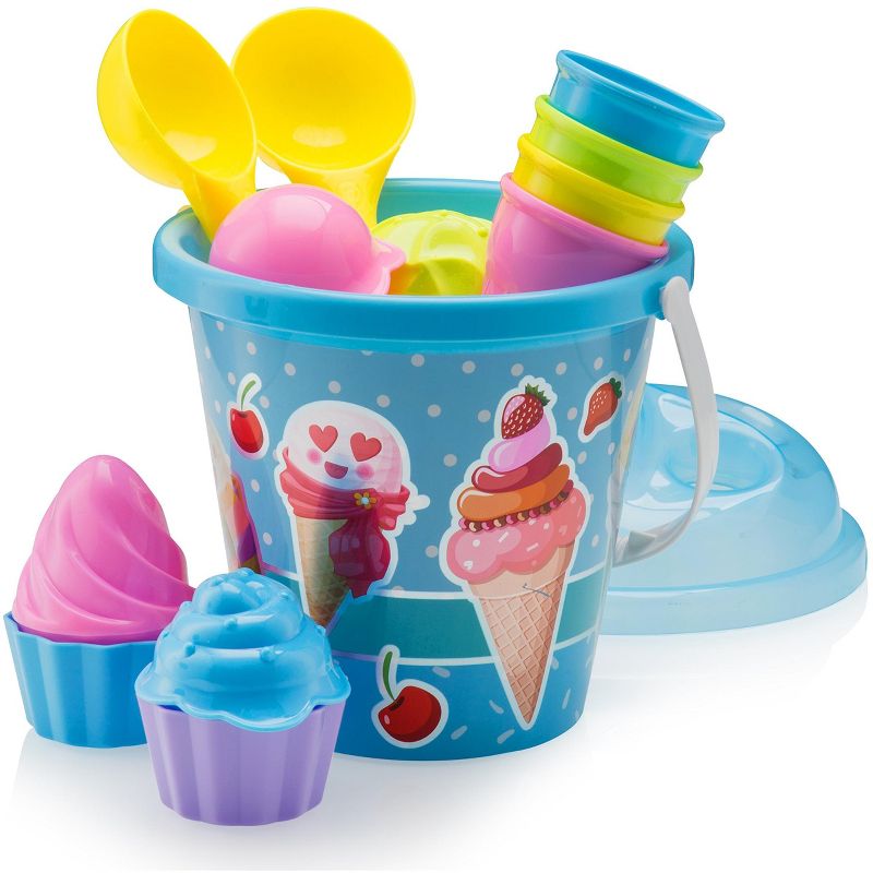 Top Race 9'' Ice Cream Sand Toy - Blue - 16 Pieces, 1 of 8