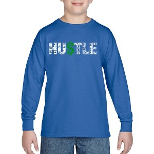 LA Pop Art Boy's Word Art Long Sleeve - Hustle - 1 of 4
