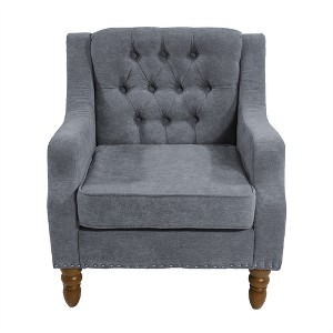 COWLOWN Vintage Tufted Accent Chair, Button Upholstered Armchair with Brass Studs for Living Room/Bedroom - 1 of 4