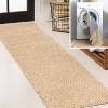 Clayton Coastal Solid Glam Shag Machine-Washable Rug - JONATHAN Y - 4 of 4