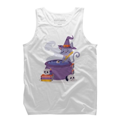Men's Design By Humans Halloween Kitty Cauldron By machmigo Tank Top