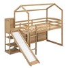 Sapphtopaz Wood Twin Size Loft Bed with Storage Shelves,Kids Bed Frame with Ladder & Guardrail,Loft Bed with Slide & Roof for Boys&Girls,Nursery - 3 of 4