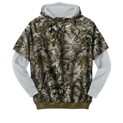 Boulder Creek By Kingsize Men's Big u0026 Tall Thermal Waffle Lined Hangdown  Hoodie By - Big - 7xl, Woods Camo Green : Target