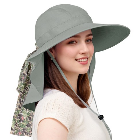 Tirrinia Floral Scarf Wide Brim Women's Sun Hat, With Neck Flap ...