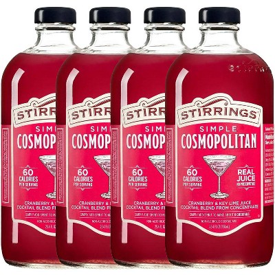 Stirrings Simple Cosmopolitan Cocktail Mix 750ml Bottles - Real Juice No Preservatives - 60 Calories - Drink Mixer