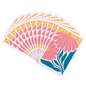 Dicksons Pray More Worry Less, Blue/Pink/Yellow 3.8 x 2.5 Inch Laminated Cardstock Pocket Card Bookmark; Pack of 12 - 1 of 2