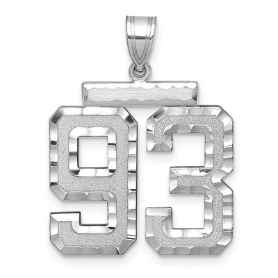 Black Bow Jewelry 14k White Gold, Varsity Collection, Large D/C Pendant, Number 93