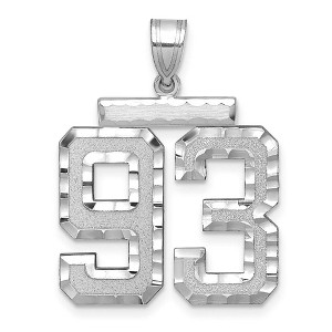 Black Bow Jewelry 14k White Gold, Varsity Collection, Large D/C Pendant, Number 93 - 1 of 3