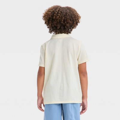 Cat & Jack Boys' Short Sleeve Polo Shirt - Cat & Jack™ Yellow XS: Cotton Blend, Recycled Polyester, Lightweight Pique, Collared Pullover — фото 2