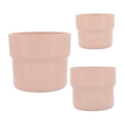 Sagebrook Home Mushroom Planters, Set of Three, 6"Hx7" Diameter, 7"Hx9" Diameter, 9"Hx10" Diameter, Blush Ceramic Finish, Lightweight Design Perfect
