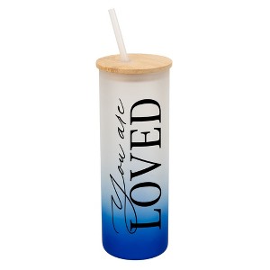 Elanze Designs You Are Loved Vertical Walk in Faith Wrap-Around Design 25 Ounce Frosted Gradient Glass On-The-Go Coffee Travel Skinny Tumbler Mug Cup, - 1 of 1