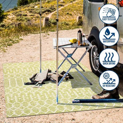 Boho-Chic Moroccan Tribal Geometric Black 9' x 12' Outdoor Area Rug
