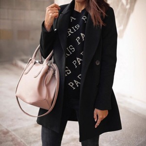 YESFASHION Womens Wool Blend Trench Coat Long Double Breasted Long