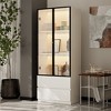 ATJafurn 23.6'' White China Cabinet Lighted Dining Cabinet Display Cabinet With Glass Doors and Drawers and LED Light For Living Room Dining Room - 3 of 4
