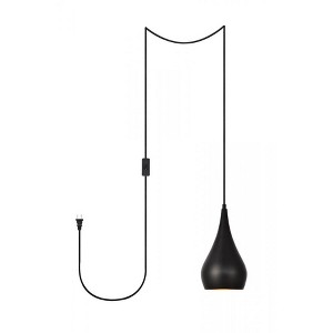 Elegant Lighting Nora 1 Light Black plug-in pendant - 1 of 4
